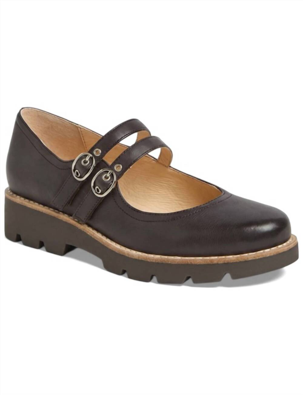NEW DJANGO & JULIETTE women's dabbie mary jane shoes in chocolate-chocolate sole